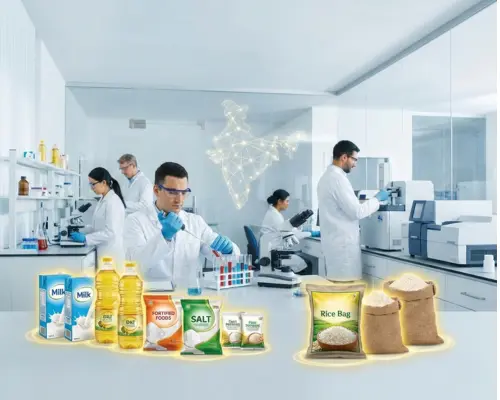 Fortified food products being tested in a laboratory